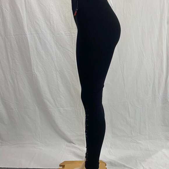 Rhinestone Detail Black Leggings - Butterfly Bling - One Size - Picture 2 of 5